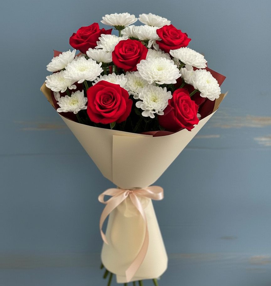 Букет цветов из: Розы и Хризантемы в Старая Станица