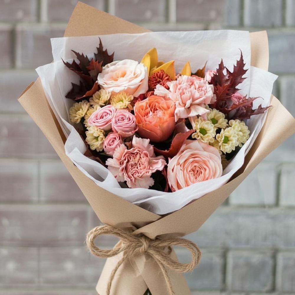 Букет цветов из: Гвоздики, Хризантемы и Розы в Старая Станица