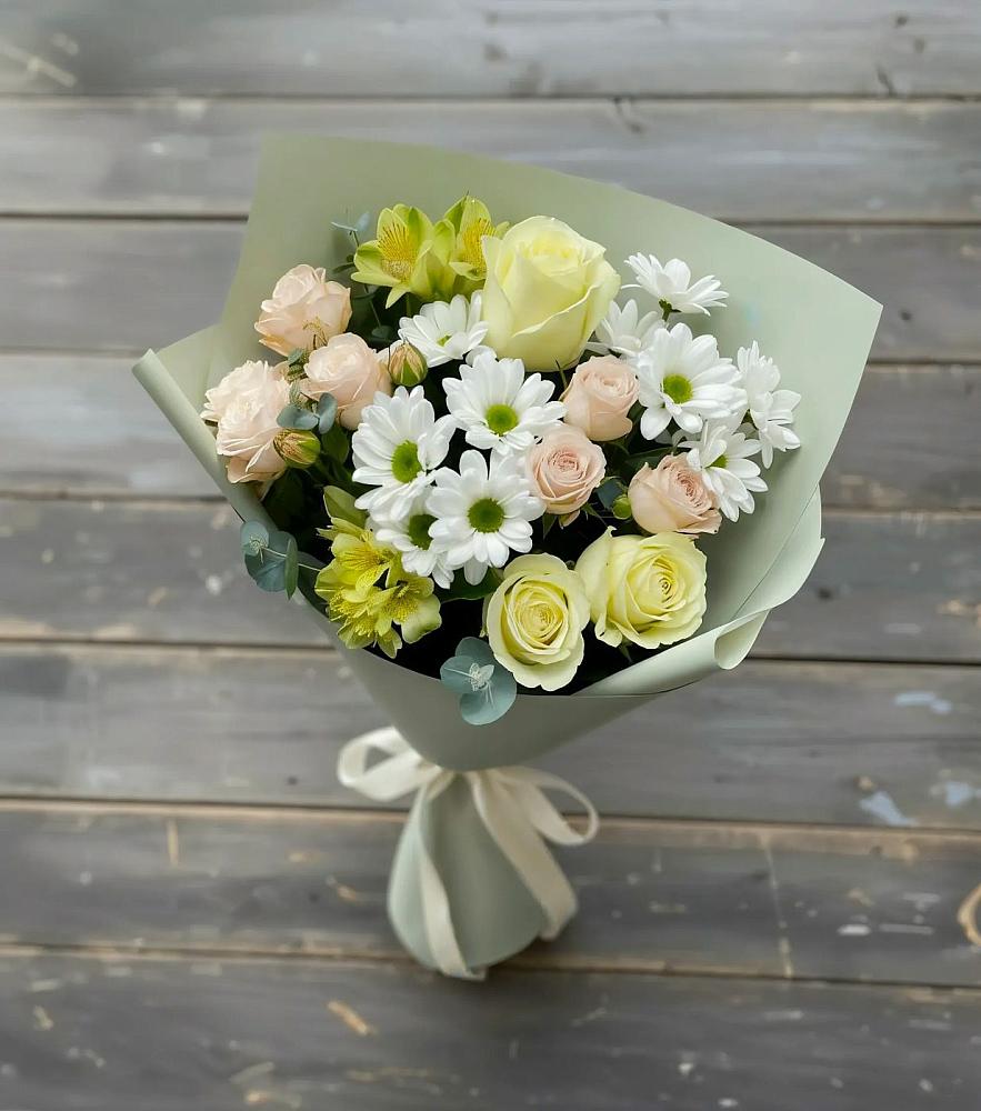 Букет цветов из: Альстромерии, Розы и Хризантемы в Старая Станица