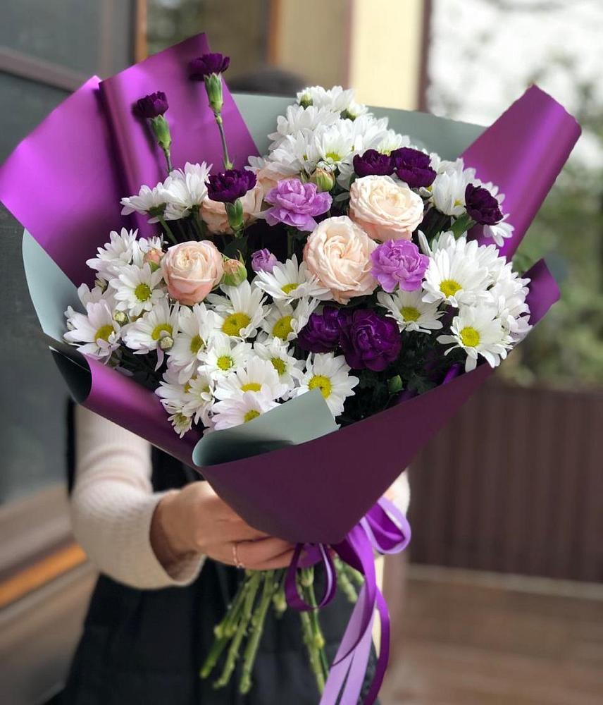 Букет цветов из: Хризантемы, Гвоздики и Розы в Старая Станица