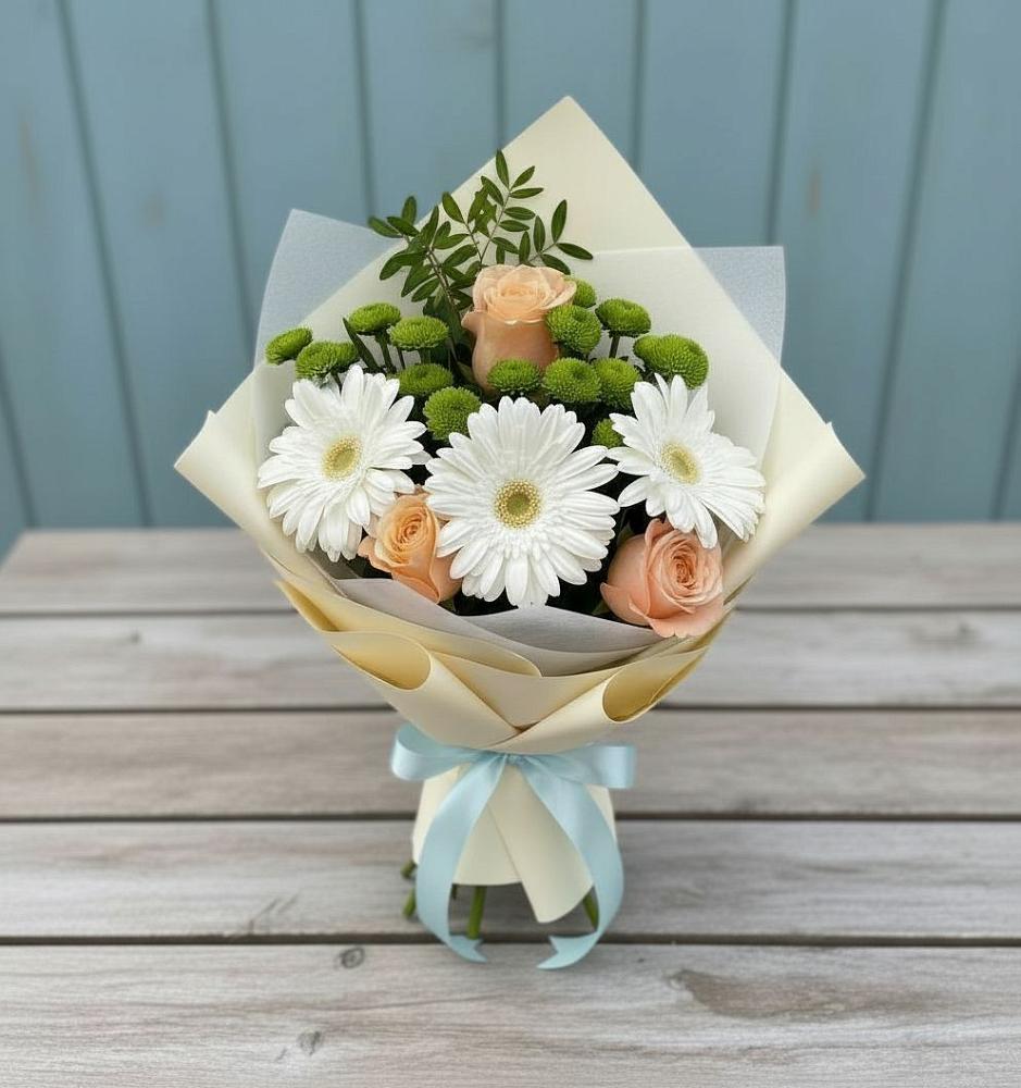 Букет цветов из: Герберы, Розы и Хризантемы в Старая Станица