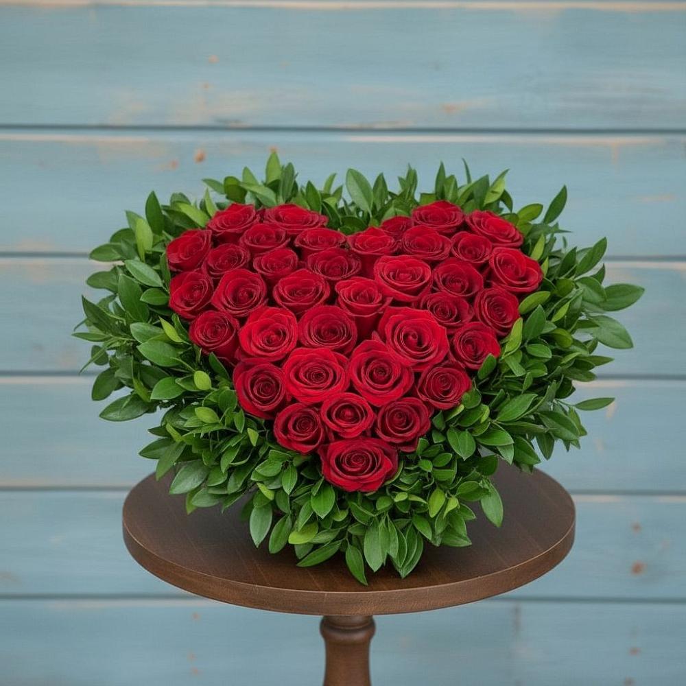 Цветочная композиция из Розы в виде сердца в Старая Станица