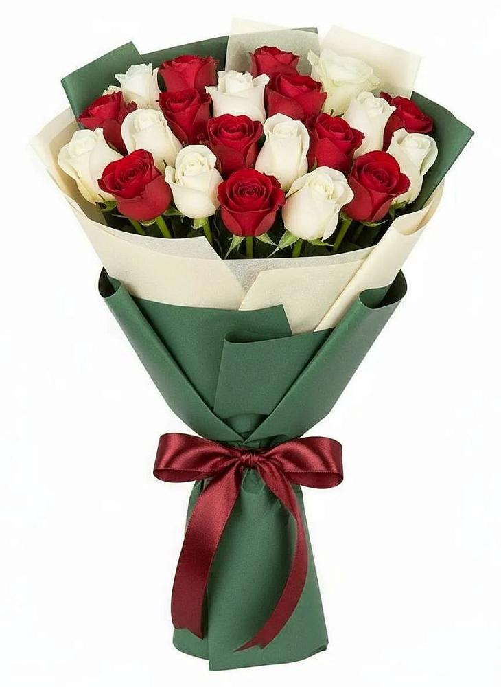 Букет Микс из красных и белых роз в Старая Станица