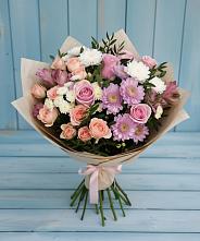 Букет цветов из:  Хризантемы, Розы и Альстромерии в Старая Станица